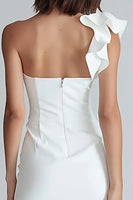 Load image into Gallery viewer, Ivory Satin One Shoulder Tight Short Graduation Dress