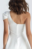 Load image into Gallery viewer, Simple Ivory A-Line One Shoulder Satin Short Graduation Dress