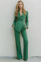 Load image into Gallery viewer, Green 2 Piece Notched Lapel Long Sleeves Prom Suits with Pockets