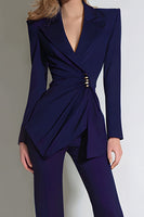 Load image into Gallery viewer, 2 Piece Dark Purple Ruched Notched Lapel Prom Suits