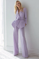 Load image into Gallery viewer, 2 Piece Lilac Pockets Long Sleeves Prom Suits with Belt