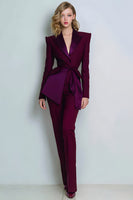 Load image into Gallery viewer, Burgundy 2 Piece Peak Lapel Prom Suits with Sash