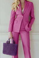 Load image into Gallery viewer, Fuchsia 2 Piece Notched Lapel Prom Suits with Pockets