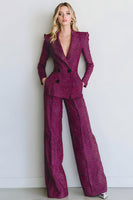 Load image into Gallery viewer, 2 Piece Fuchsia Double Breasted Long Sleeves Prom Suits