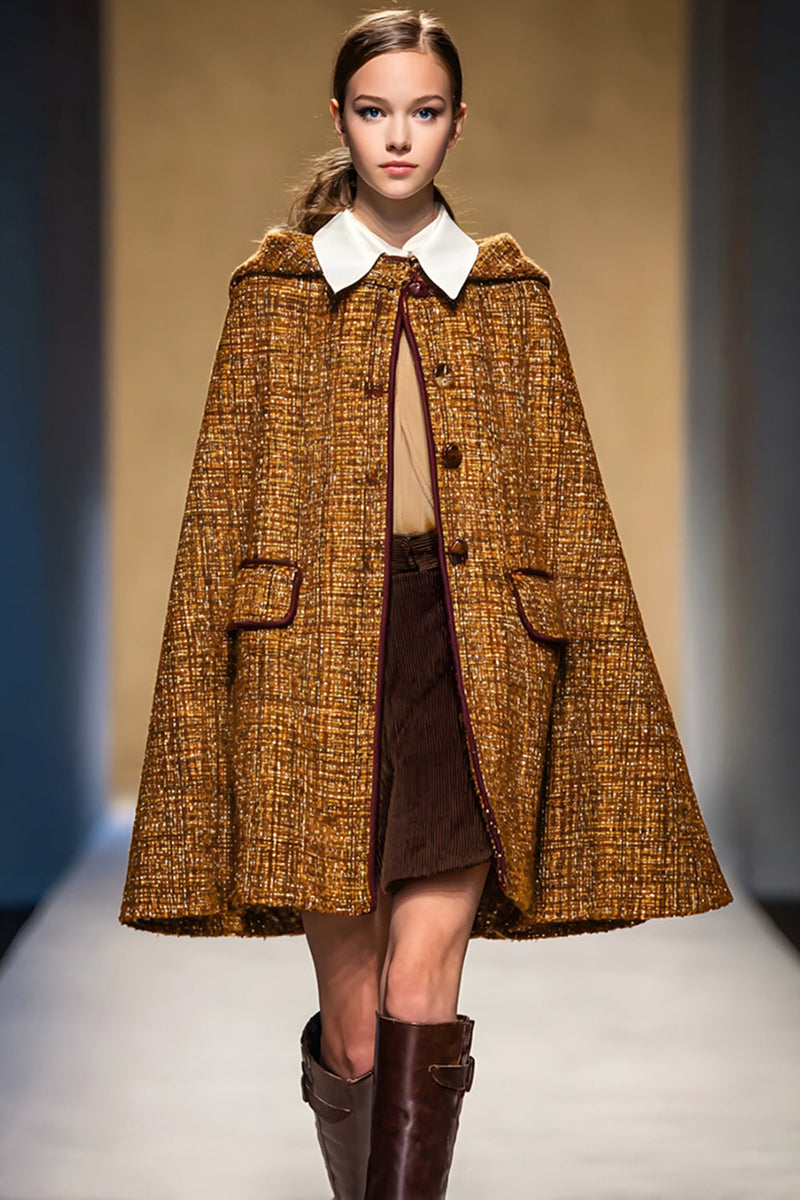 Load image into Gallery viewer, Brown Single Breasted Tweed Women Blazer