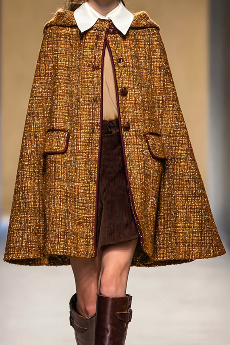 Load image into Gallery viewer, Brown Single Breasted Tweed Women Blazer