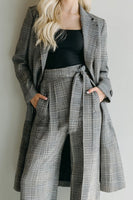 Load image into Gallery viewer, Grey Grid 2 Piece Notched Lapel Business Suits with Sash