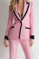 Load image into Gallery viewer, Pink Black 2 Piece Fitted Peak Lapel One Button Prom Suits