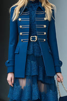 Load image into Gallery viewer, Dark Blue Collar Neck Prom Blazer with Buttons