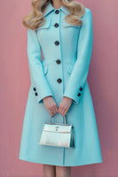 Load image into Gallery viewer, Blue Single Breasted Collar Neck Midi Blazer Dress with Sleeves