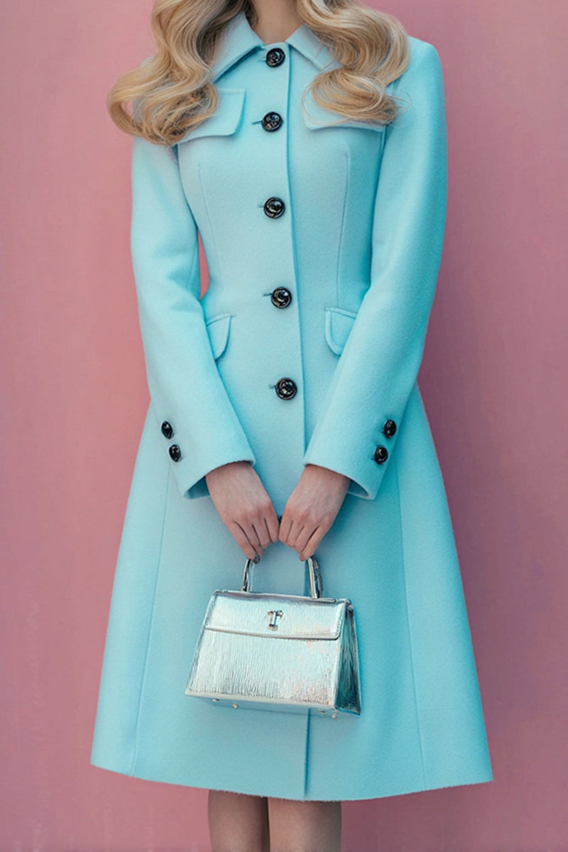 Load image into Gallery viewer, Blue Single Breasted Collar Neck Midi Blazer Dress with Sleeves