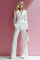 Load image into Gallery viewer, 2 Piece White Peak Lapel Fitted Prom Suits with Pockets