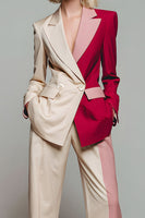 Load image into Gallery viewer, 2 Piece Light Khaki Notched Lapel Patchwork Business Suits with Pockets