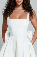 Load image into Gallery viewer, Ivory A Line Square Neck Short Homecoming Dress with Bow