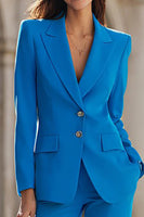 Load image into Gallery viewer, Blue 2 Piece Single Breasted Peak Lapel Business Suits with Pockets