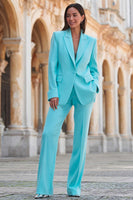 Load image into Gallery viewer, Turquoise 2 Piece Peak Lapel Long Sleeves Business Suits with Pockets