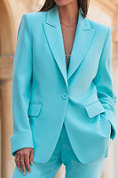 Load image into Gallery viewer, Turquoise 2 Piece Peak Lapel Long Sleeves Business Suits with Pockets
