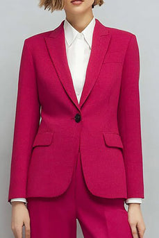 Fuchsia 2 Piece Peak Lapel Fitted Long Sleeves Business Suits