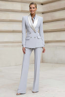 Load image into Gallery viewer, 2 Piece Light Grey Shawl Lapel Double Breasted Business Suits