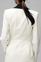 Load image into Gallery viewer, Ivory Black Double Breasted Shawl Lapel Short Blazer Dress with Sleeves