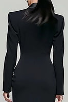 Load image into Gallery viewer, Black Pencil Peak Lapel Double Breasted Long Sleeves Blazer Dress