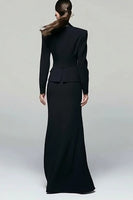Load image into Gallery viewer, 2 Piece Black Peak Lapel Pencil Long Blazer Dress with Slit