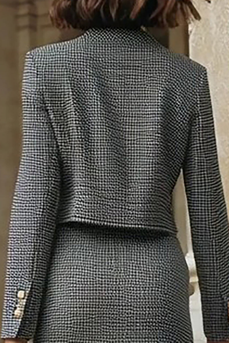 Load image into Gallery viewer, Grey Pencil Tweed 2 Piece Midi Interview Outfits with Slit