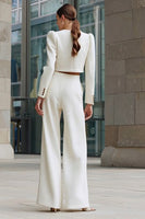 Load image into Gallery viewer, 2 Piece Ivory Tweed Single Breasted Interview Outfits with Pockets