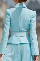 Load image into Gallery viewer, 2 Piece Light Blue Chiffon A Line Notched Lapel Business Suits with Belt