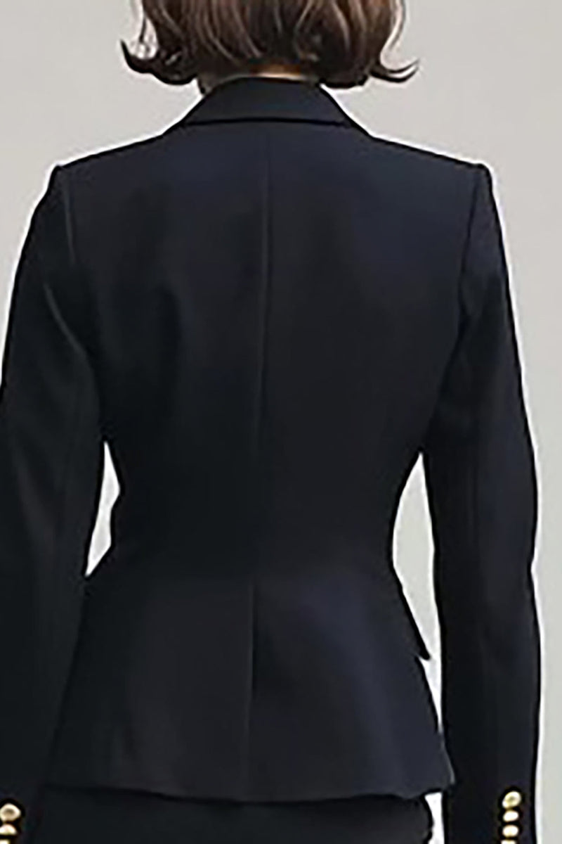 Load image into Gallery viewer, Black 2 Piece Pencil Notched Lapel Midi Business Suits