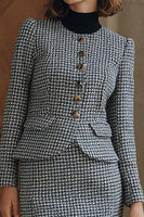 Load image into Gallery viewer, 2 Piece Grey Tweed Single Breasted Pencil Midi Interview Outfits