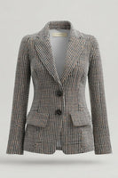 Load image into Gallery viewer, Grey Tweed Single Breasted Notched Lapel Work Blazer