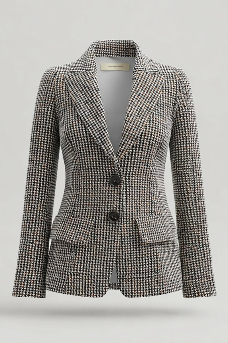 Load image into Gallery viewer, Grey Tweed Single Breasted Notched Lapel Work Blazer