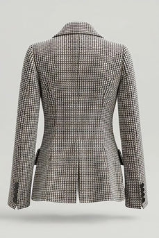 Grey Tweed Single Breasted Notched Lapel Work Blazer