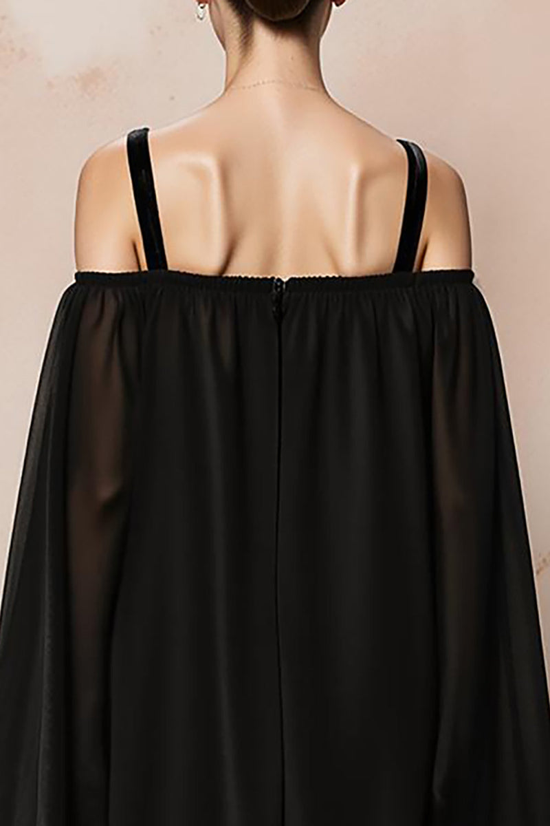 Load image into Gallery viewer, Black Velvet Mermaid Cold Shoulder Long Formal Dress