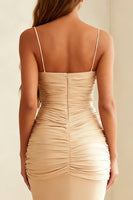 Load image into Gallery viewer, Ivory Mermaid Ruched Spaghetti Straps Long Formal Dress