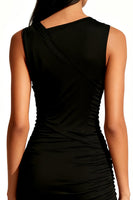 Load image into Gallery viewer, Simple Black Tight Asymmetrical Neck Short Cocktail Dress