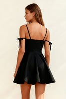 Load image into Gallery viewer, Black A Line Spaghetti Straps Short Cocktail Dress