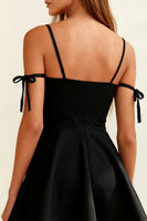 Load image into Gallery viewer, Black A Line Spaghetti Straps Short Cocktail Dress