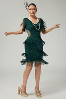 Load image into Gallery viewer, Sparkly Burgundy Fringed Bodycon 1920s Flapper Dress with Sequins