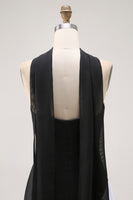 Load image into Gallery viewer, Black and White Sheath Neck Scarf Long Formal Dress with Slit