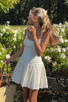 Load image into Gallery viewer, Simple White A Line Spaghetti Straps Mini Dress