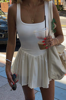 Load image into Gallery viewer, White Square Neck A Line Mini Dress