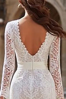 Load image into Gallery viewer, Ivory Lace Bodycon Backless Midi Wedding Dress with Sleeves