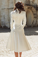 Load image into Gallery viewer, Ivory A Line Peak Lapel Midi Engagement Blazer Dress with Sleeves