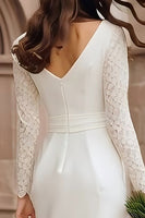 Load image into Gallery viewer, Ivory Boat Neck Bodycon Midi Wedding Reception Dress with Sleeves