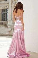 Load image into Gallery viewer, Sparkly Pink Mermaid Beaded Cut Out Strapless Long Prom Dress with Slit