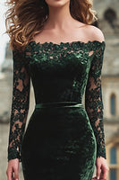 Load image into Gallery viewer, Dark Green Mermaid Off the Shoulder Long Holiday Party Dress