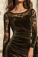Load image into Gallery viewer, Olive Mermaid Velvet Midi Holiday Party Dress