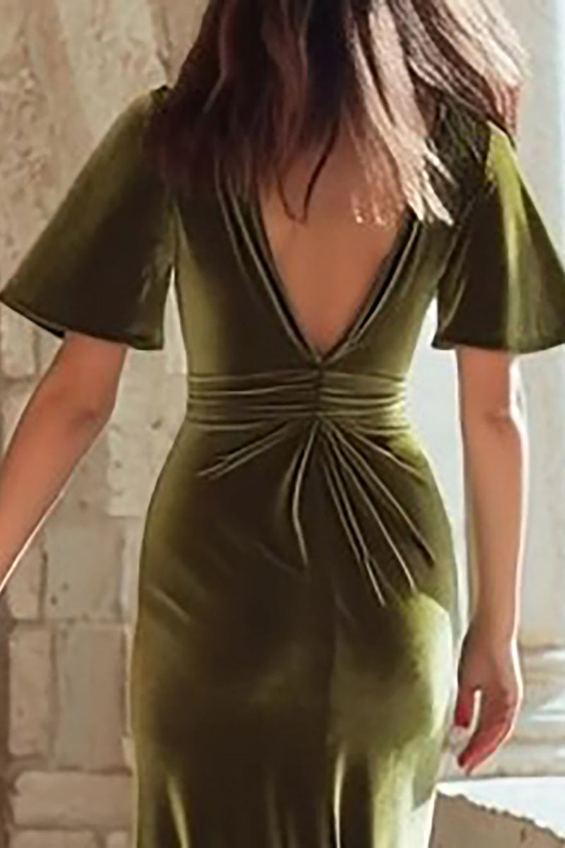 Load image into Gallery viewer, Olive Mermaid Velvet Mermaid Long Holiday Party Dress